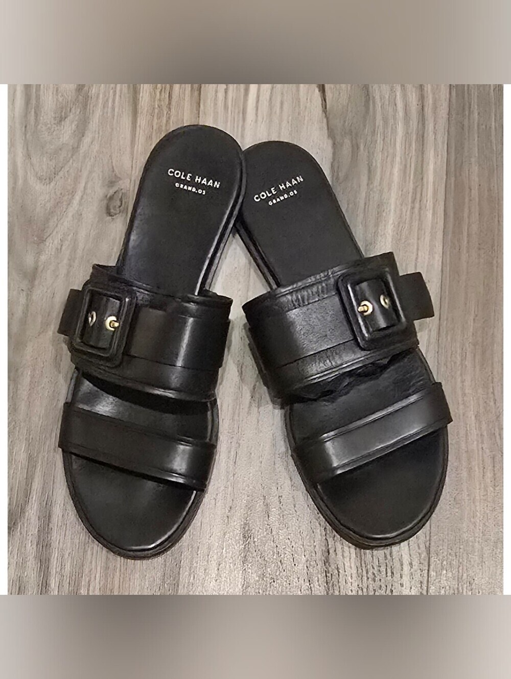 Cole Haan Amavia Black Buckle Slide Sandals Women’s Size 7